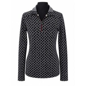 Smartwool Base Layer Top M Black Merino Wool 1/4 Zip Nordic Geometric Ski